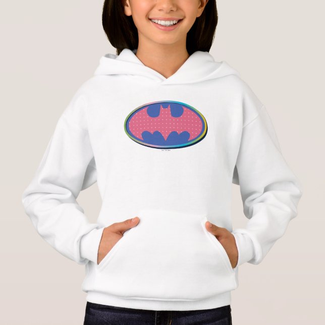 Camiseta Batman | Logotipo de Bolinhas rosa (Frente)