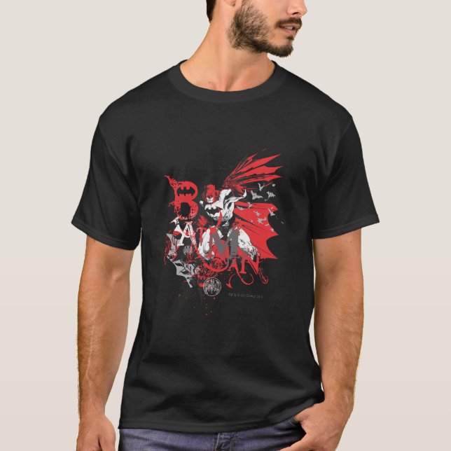 Camiseta Batman Red and Black Collage (Frente)