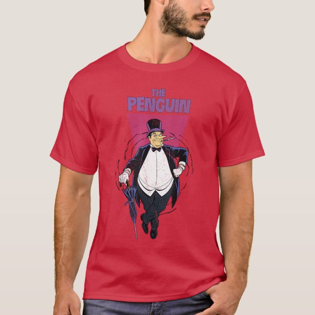 Camiseta Batman Vintage Clássico Pinguim Vilão Cômico Mal (Frente)