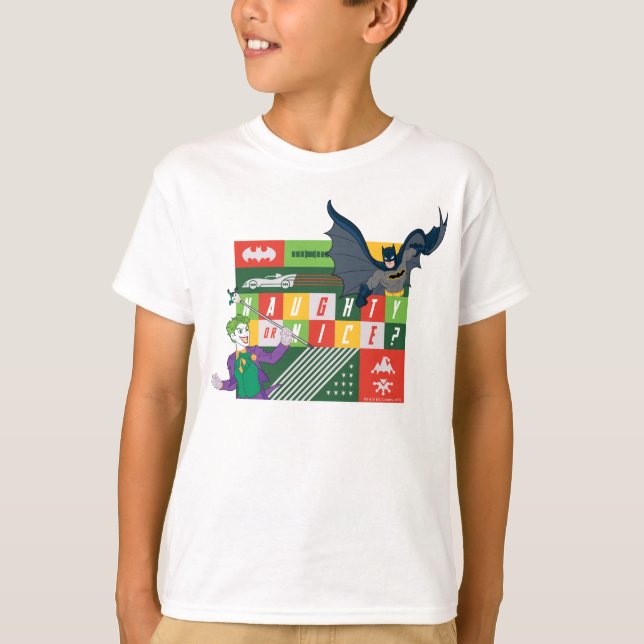 Camiseta Batman vs Joker "Naughty ou Nice" (Frente)