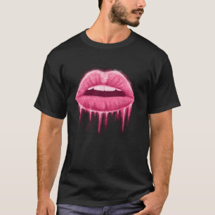 Camiseta Batom Lábios Rosados Marca de Beijo Maquiador Cosm