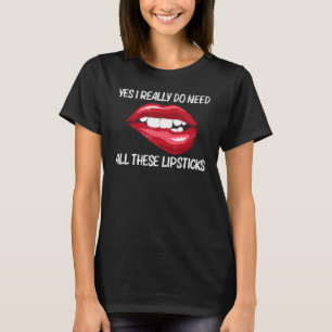 Camiseta Batom Para Meninas Mulheres Mordendo Lábios Vermel
