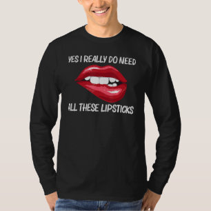 Camiseta Batom Para Meninas Mulheres Mordendo Lábios Vermel