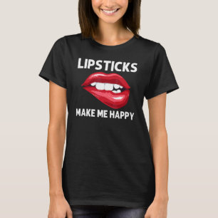 Camiseta Batom Para Meninas Mulheres Mordendo Lábios Vermel