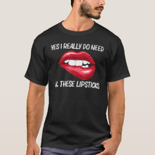 Camiseta Batom Para Meninas Mulheres Mordendo Lábios Vermel