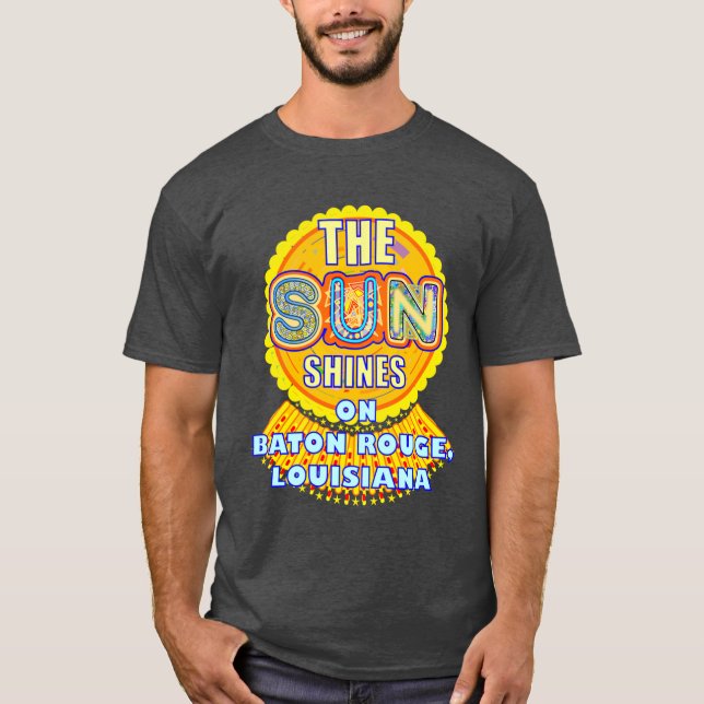 Camiseta Baton Rouge Sun Mostra Sol Artístico Sobredimensio (Frente)