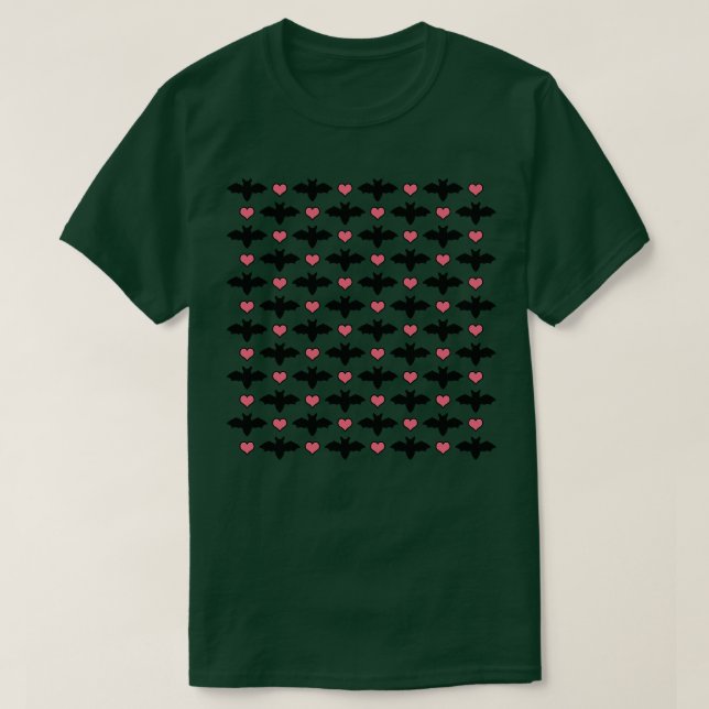 Camiseta Bats E Corações De Halloween Bonitos (Frente do Design)