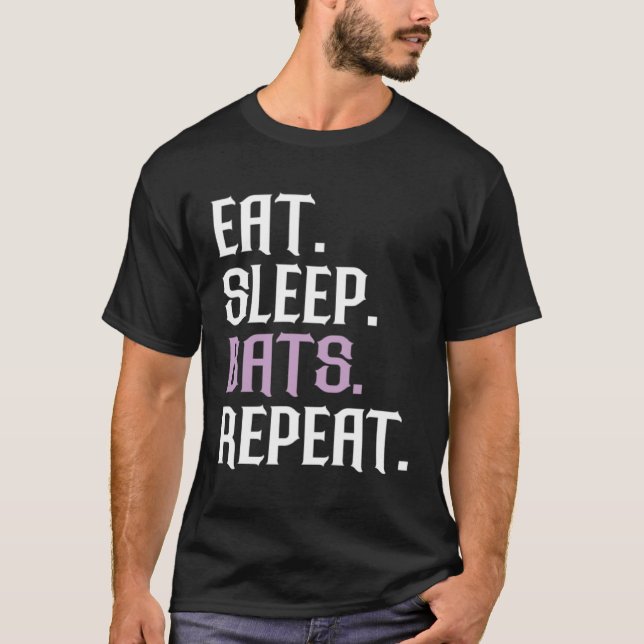Camiseta Bats Eat Sleep Bat  Animal Bat (Frente)