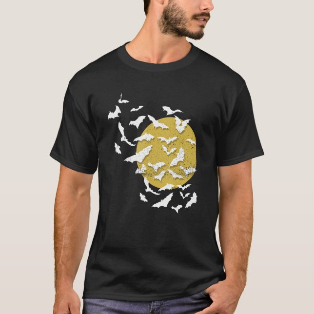 Camiseta Bats Voadores Assustadores, Assustadores, Lua Chei (Frente)
