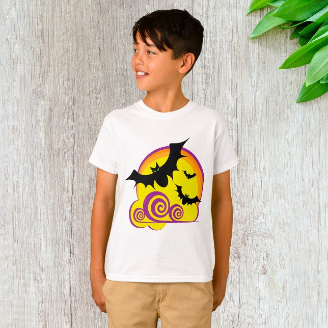 Camiseta Bats Voadores Noite das Bruxas Moon Cheio (Criador carregado)
