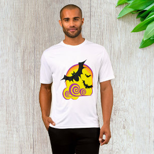 Camiseta Bats Voadores Noite das Bruxas Moon Cheio