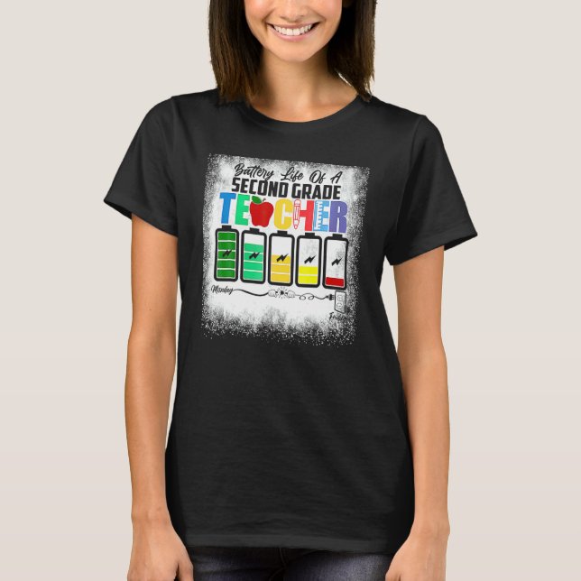 Camiseta Battery Life Of A 2nd Grade Second Teacher Back To (Frente)