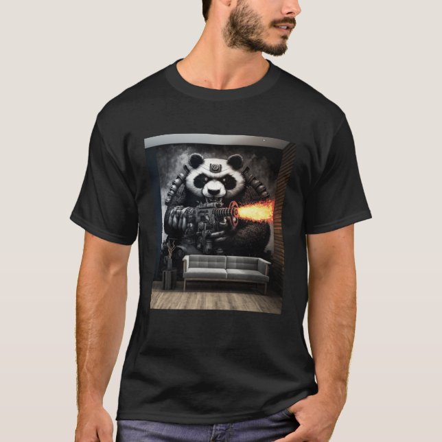 Camiseta Battle Panda Firing Machine Gun Wall Mural Room wi (Frente)