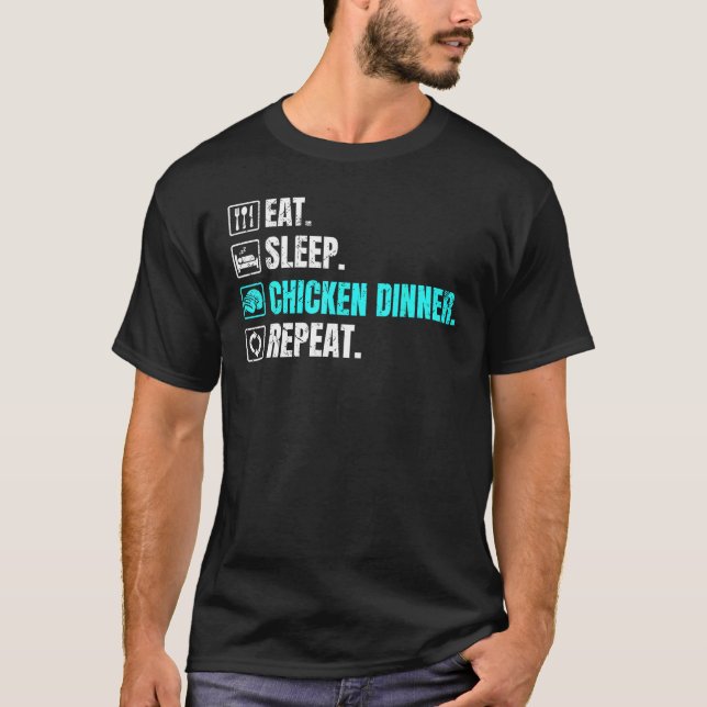 Camiseta Battle Royale Eat Sleep Chicken Dinner Repeat Men  (Frente)