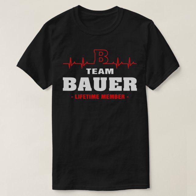 Camiseta BAUER apelido Nome da família Nome da equipe BAUER (Frente do Design)