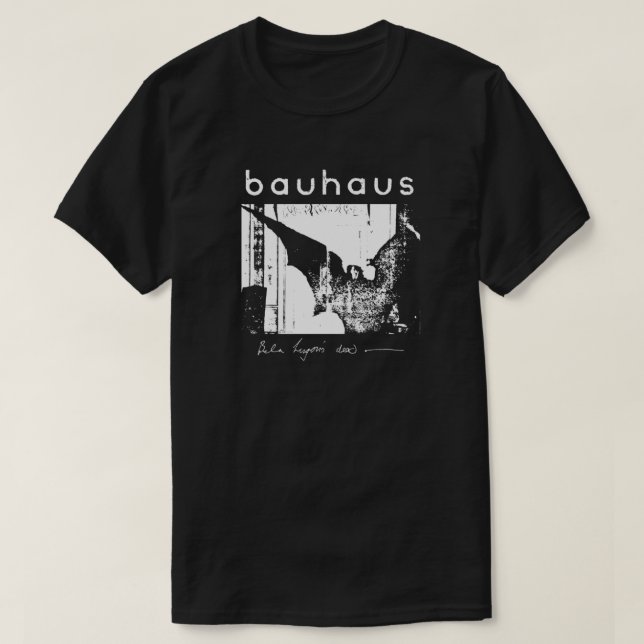 Camiseta Bauhaus - Bat Wings - Morto essencial de Bela Lugo (Frente do Design)