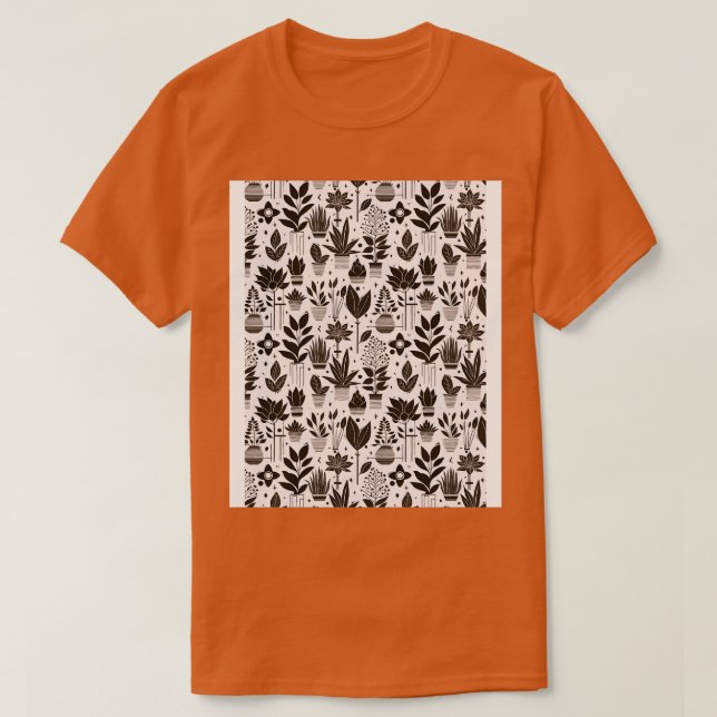 Camiseta Bauhaus Plant Pattern Brown (Frente do Design)