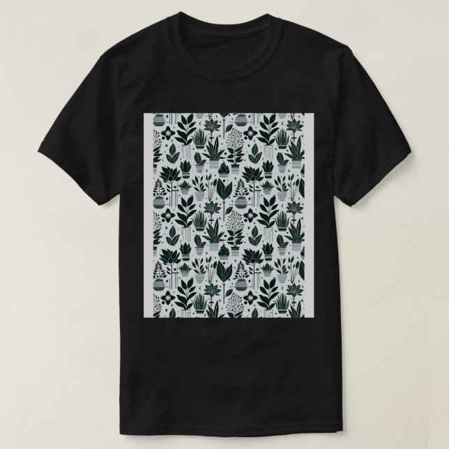 Camiseta Bauhaus Plant Pattern Green (Frente do Design)