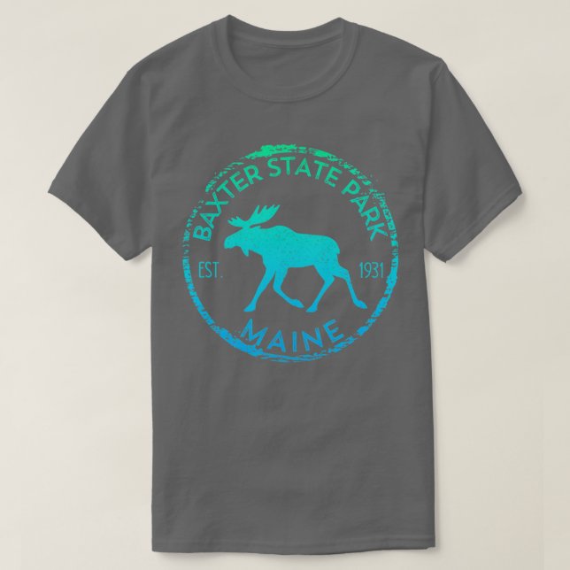 Camiseta Baxter State Park Maine Moose no exterior (Frente do Design)