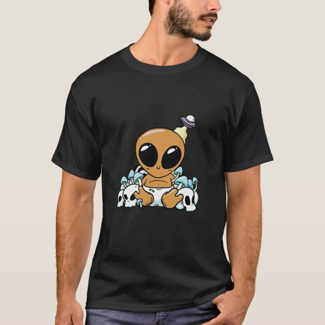 Camiseta bay alien space aliens cute ufo (Frente)