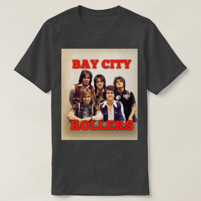 Camiseta Bay City Rollers com Legendas de Música  (Frente do Design)