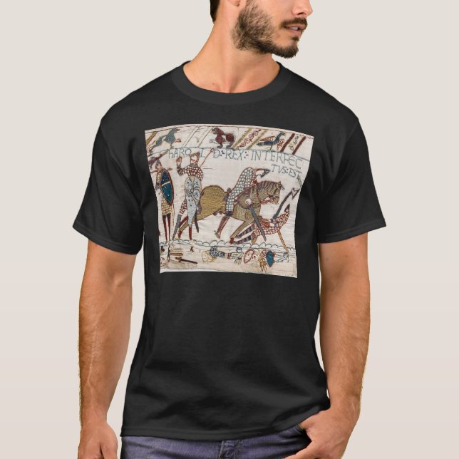 Camiseta Bayeux Tapestry. King Harold is killed. Arrow in e (Frente)