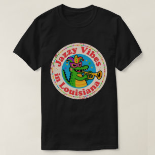 Camiseta Bayou Charm_Louisiana Mardi Gras Alligator Vintage