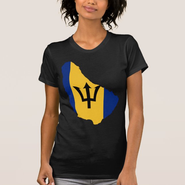 Camiseta BB do mapa da bandeira de Barbados (Frente)