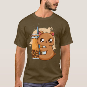 Camiseta Bble milk Tea Boba Tea Cute Brown Bear Japonês