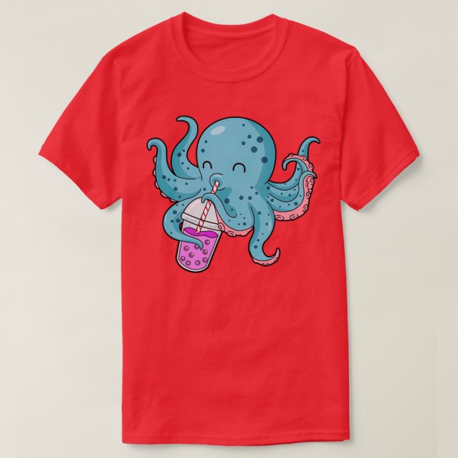 Camiseta Bble Tea Gift Kids Octopus Boba Tea Bubble Tea (Frente do Design)