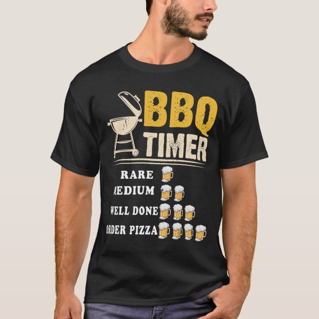 Camiseta Bbq Timer Flag Funny Barbecue Grill 4th July Dad  (Frente)