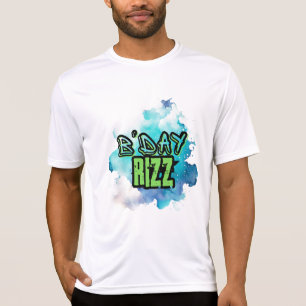 Camiseta B'Day (Aniversário) Rizz Verde E Azul Monocromátic