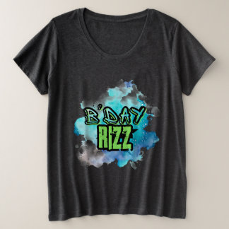 Camiseta B'Day (Aniversário) Rizz Verde E Azul Monocromátic