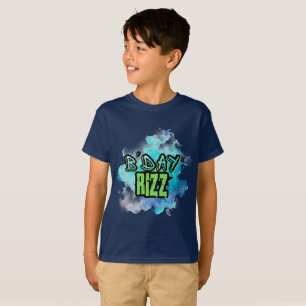 Camiseta B'Day (Aniversário) Rizz Verde E Azul Monocromátic