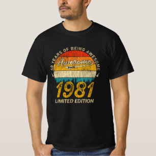 Camiseta Bday de 40 anos 1981 incrível desde aniversário