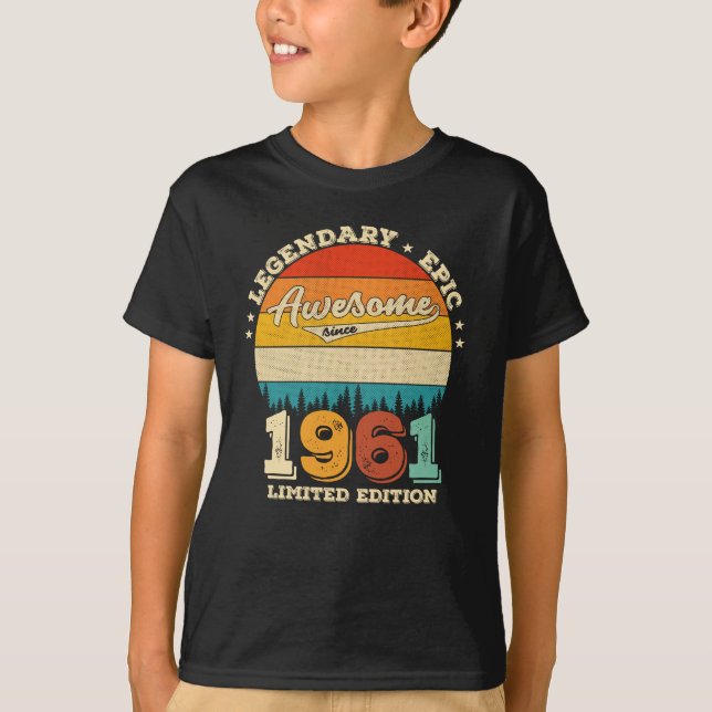 Camiseta Bday de 64 anos de 1961 Excelente Presente de 64 a (Frente)