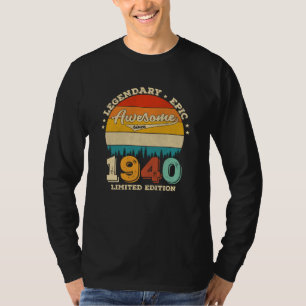 Camiseta Bday de 85 anos 1940 Incrível 85º presente de aniv