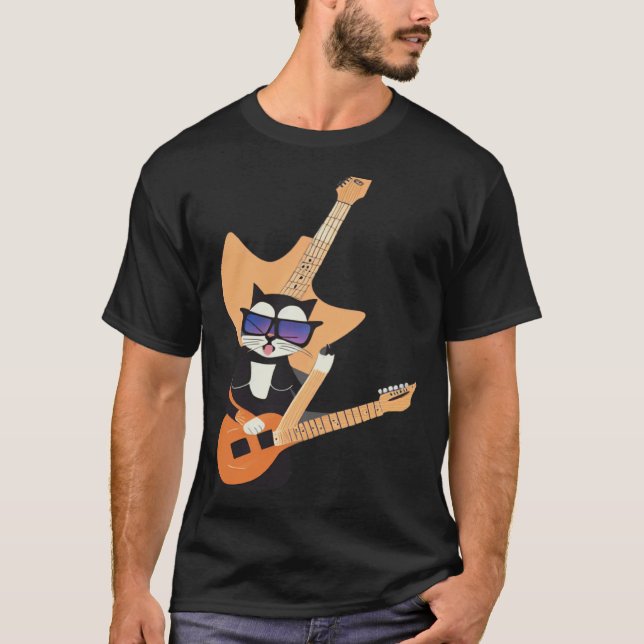 Camiseta Be a Cat That is Cool Playing Guitar Abstract (Frente)