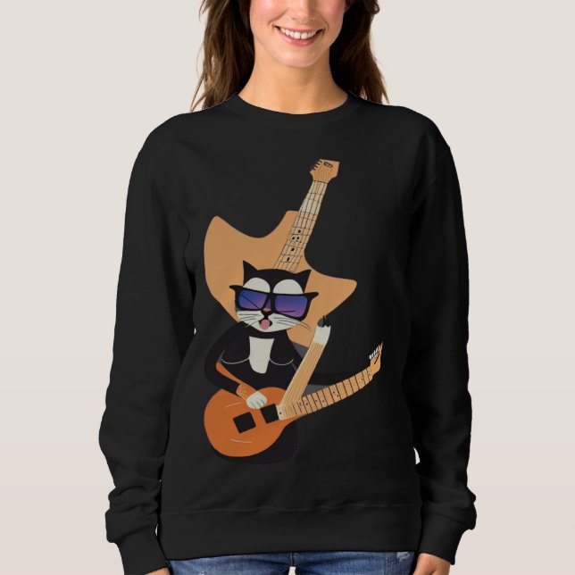 Camiseta Be a Cat That is Cool Playing Guitar Abstract (Frente)