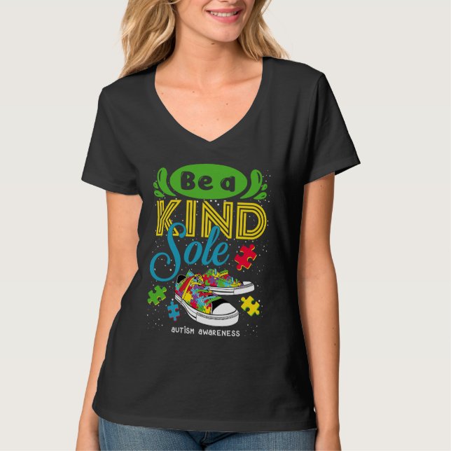 Camiseta Be A Kind Sole Autism Awareness Puzzle Shoes Be Ki (Frente)