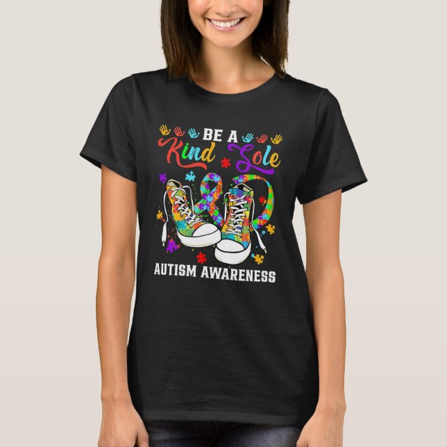Camiseta Be A Kind Sole Autism Awareness Puzzle Shoes Be Ki (Frente)