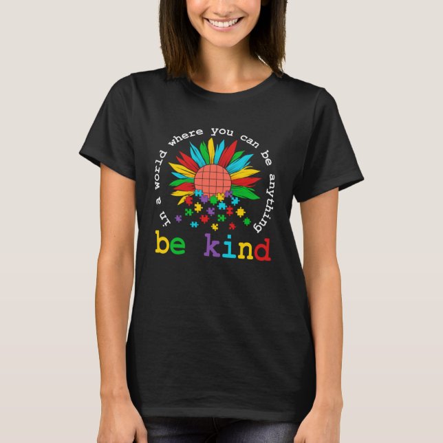 Camiseta Be Kind Autism Awareness Flower Puzzle Choose Kind (Frente)