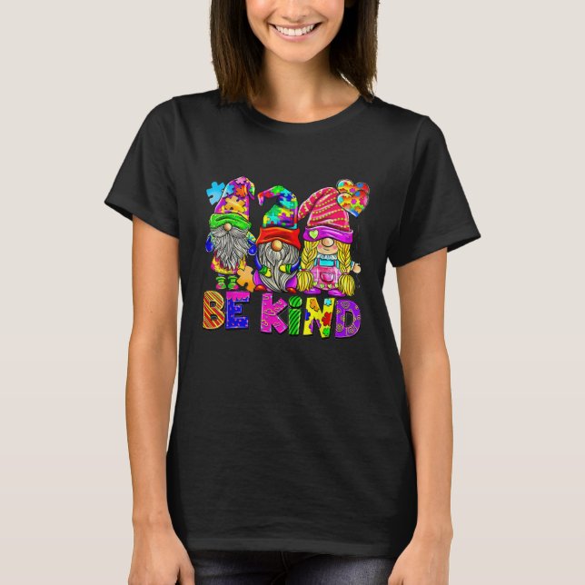 Camiseta Be Kind Autism Awareness Gnomes Fighter Puzzle Kid (Frente)
