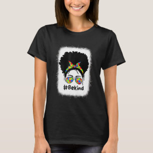 Camiseta Be Kind Autism Awareness Messy Bun Women Girls Ra