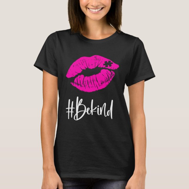 Camiseta Be Kind  Autism Awareness Puzzle Lips Proud Autism (Frente)