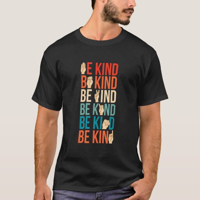 Camiseta Be Kind Deaf Mute Sign Language (Frente)