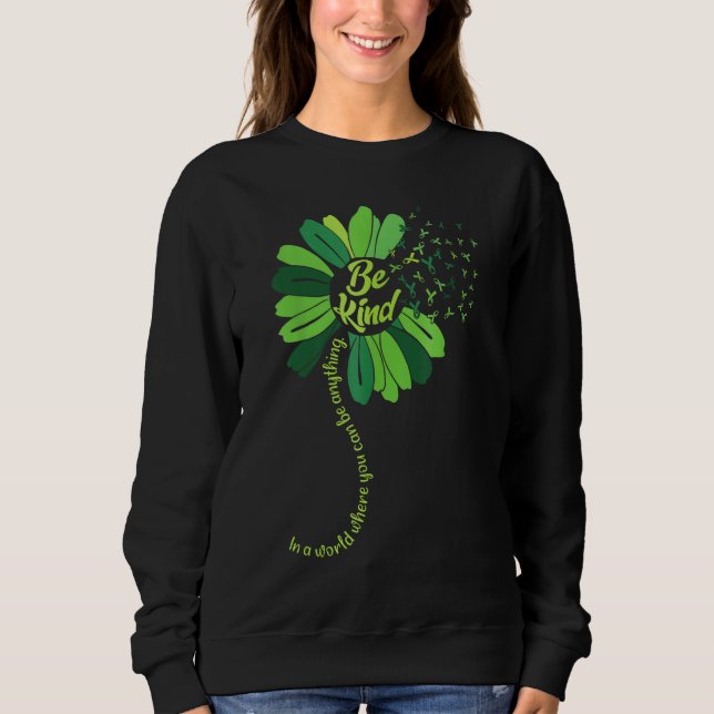 Camiseta Be Kind Green Ribbon Sunflower Mental Health Aware (Frente)