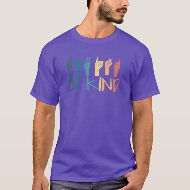 Camiseta Be Kind Hand Sign Languageeachers Retro Interprete (Frente)