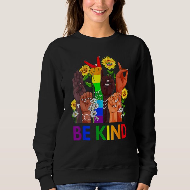 Camiseta Be Kind Rainbow Sign Language LGBT Pride Equality  (Frente)