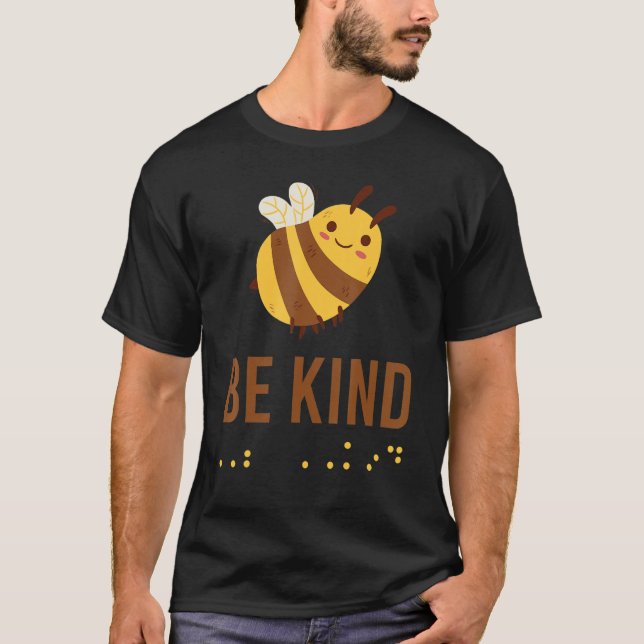 Camiseta Be Kind Sign Braille Language Bee Graphic Yellow (Frente)